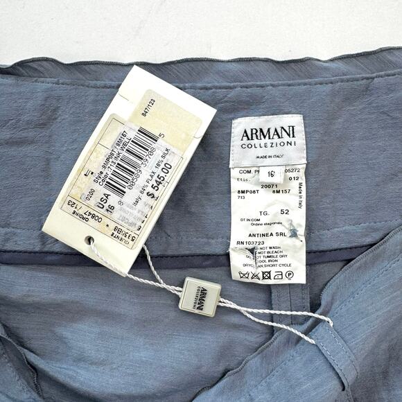 Armani Collezioni Linen Silk Wide Leg Palazzo Crop Trousers Pants 16 NWT - Picture 13 of 14